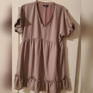 Wishlist Baby Doll Dress Mauve Short Sleeve Ruffle Women Sz M/L